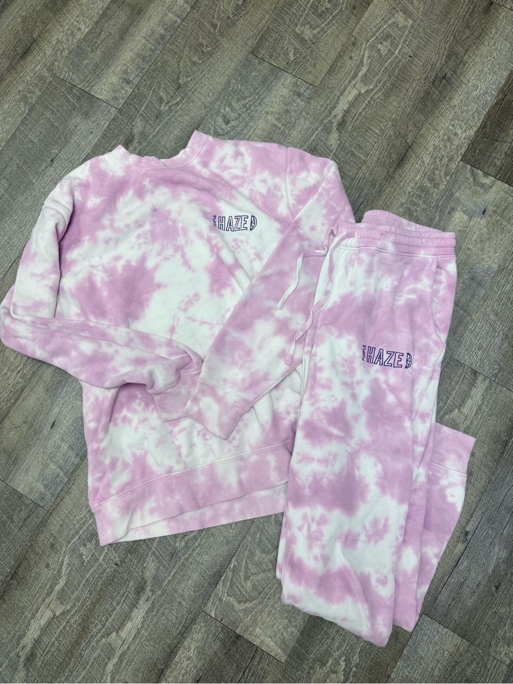 Tie-Dye Crewneck Sweatshirt & Jogger Set - Pink